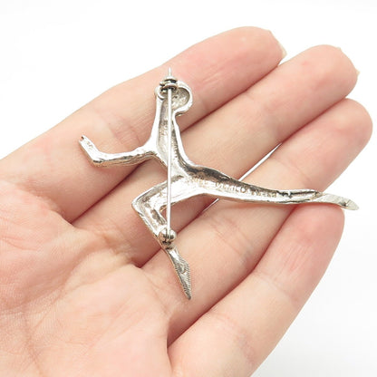 925 Sterling Silver Vintage Mexico Gymnast Girl Pin Brooch
