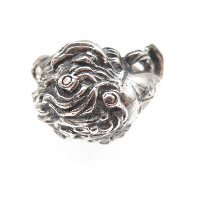 925 Sterling Silver Vintage Medusa Oxidized Ring Size 6