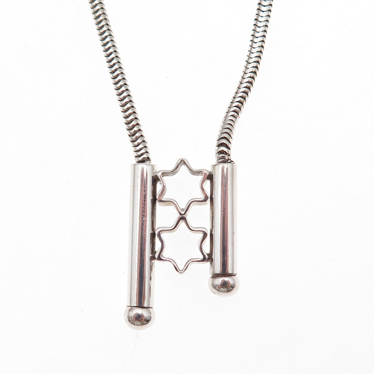 925 Sterling Vintage Star of David Adjustable Bolo Snake Chain Necklace 18"