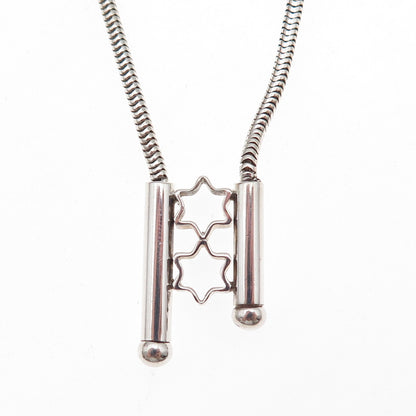 925 Sterling Vintage Star of David Adjustable Bolo Snake Chain Necklace 18"