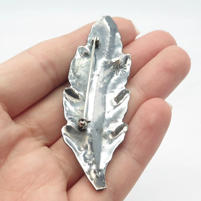 925 Sterling Silver Vintage Mexico Leaf Pin Brooch