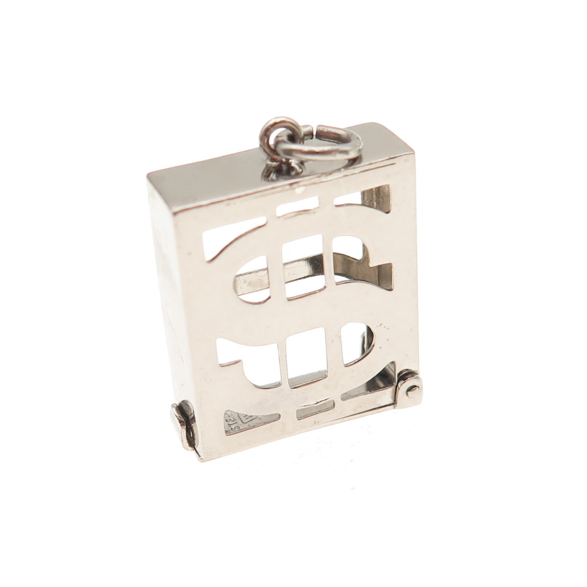 Wells Sterling Silver Antique Art Deco Dollar Bill Lucky Box Mini Charm Pendant