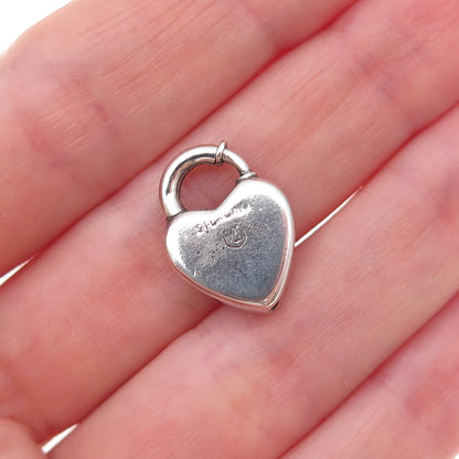 Walter Lampl 925 Sterling Silver Antique Art Deco Heart Lock Charm Pendant