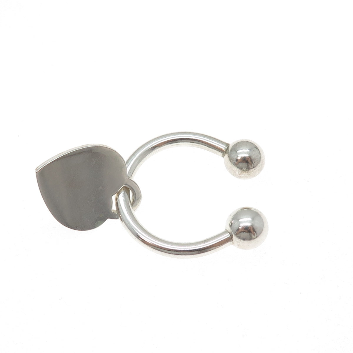 TIFFANY & CO. 925 Sterling Silver Vintage 2001 Heart Tag Screw Ball Key Ring