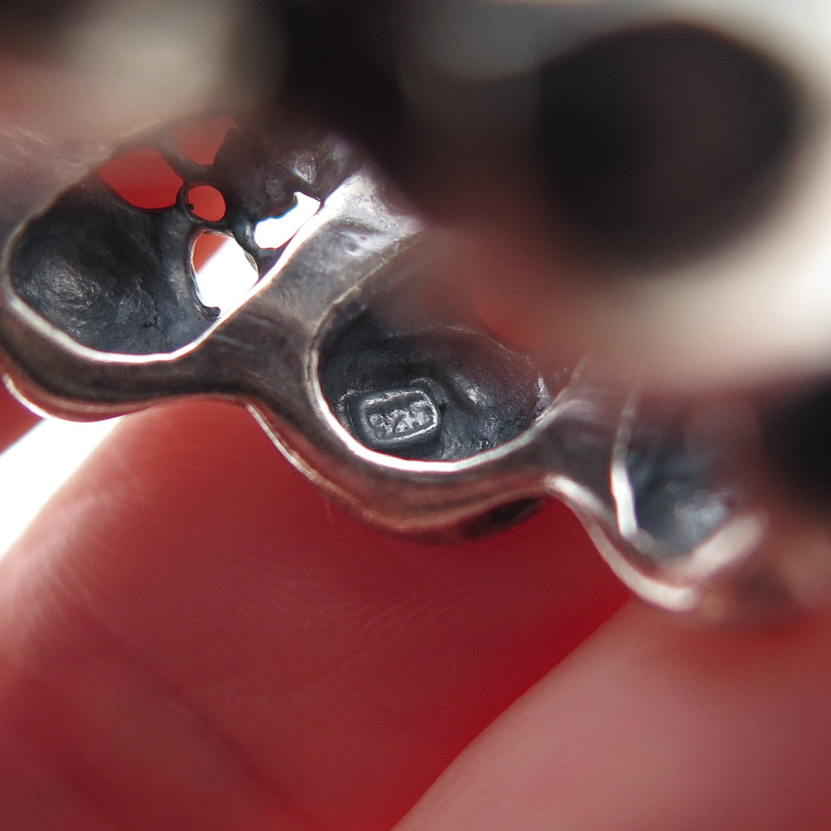 925 Sterling Silver Vintage Skull All Around Oxidized Biker Ring Size 9.75