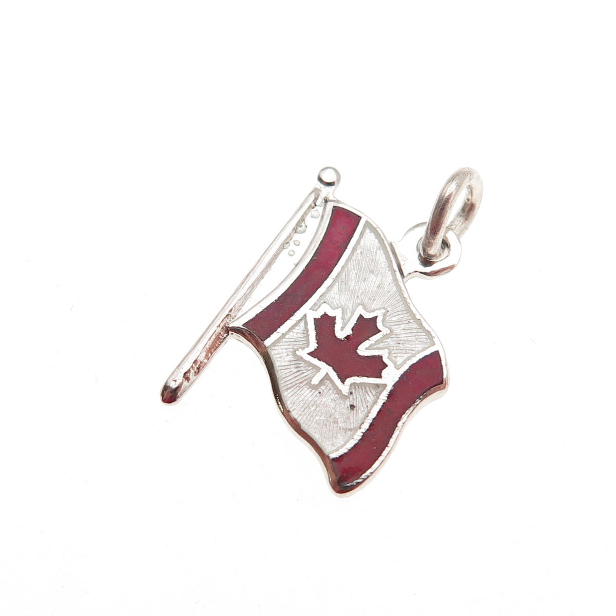 BREADNER CO. Sterling Silver Vintage Enamel Flag of Canada Mini Charm Pendant