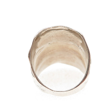 925 Sterling Silver Vintage Israel Modernist Oxidized Ring Size 8.5