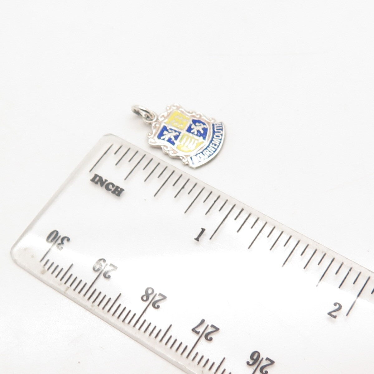 925 Sterling Silver Vintage Enamel "Bournemouth" Coat of Arms Charm Pendant