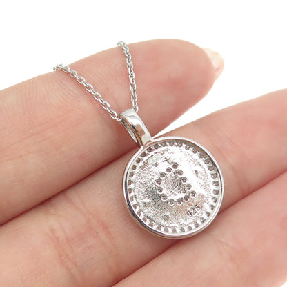 925 Sterling Silver Italy Round-Cut C Z Letter "D" Cable Chain Necklace 16"