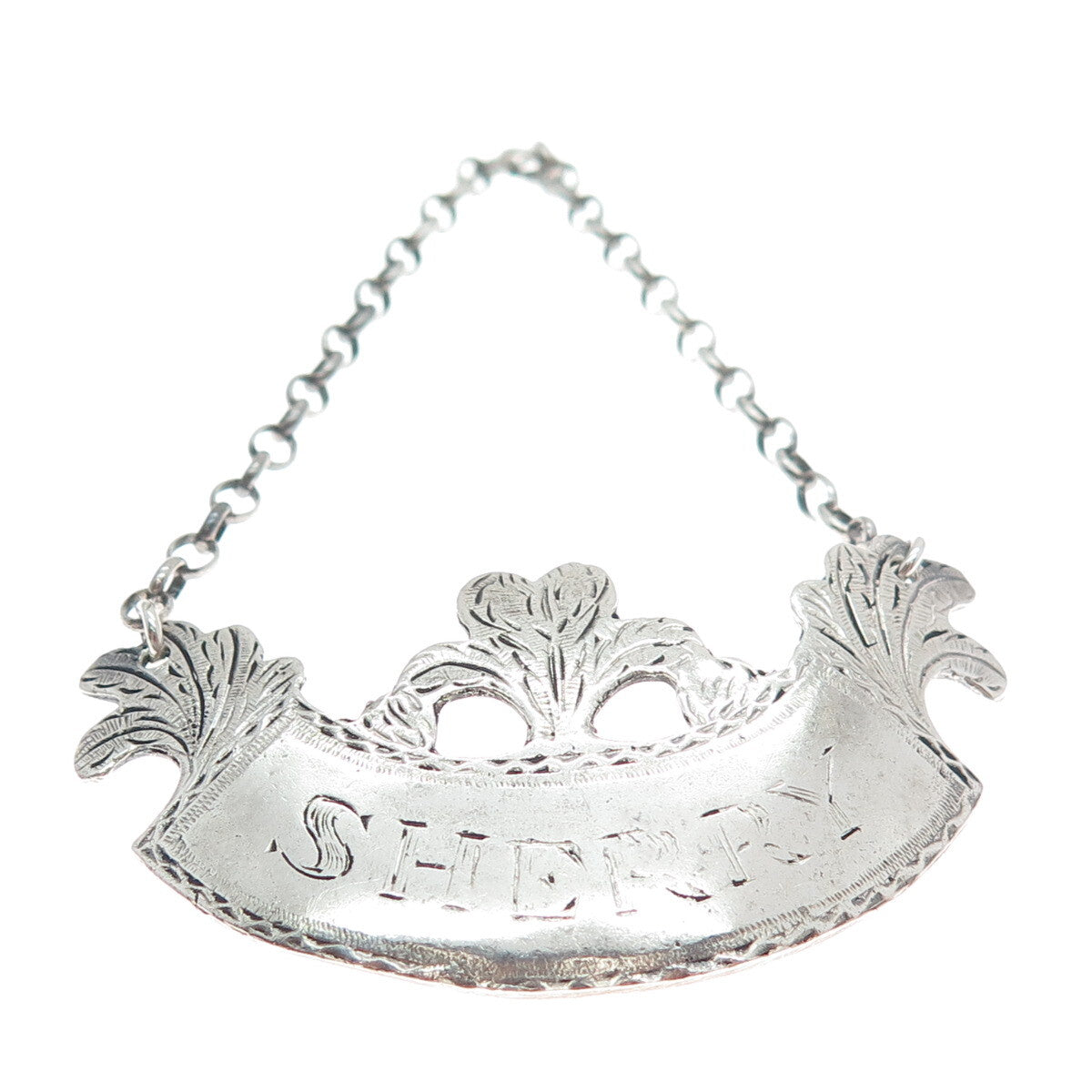 METROPOLITAN MUSEUM OF ART 925 Sterling Silver Vintage "Sherry" Bottle Tag 4"