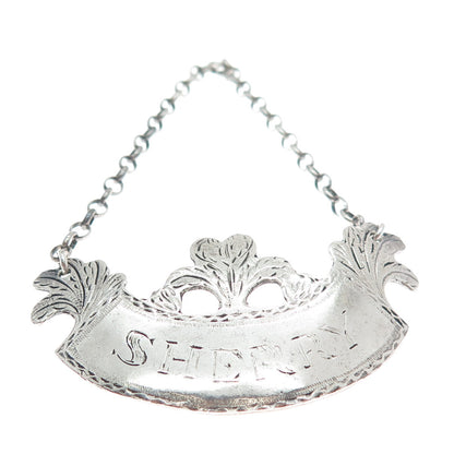 METROPOLITAN MUSEUM OF ART 925 Sterling Silver Vintage "Sherry" Bottle Tag 4"