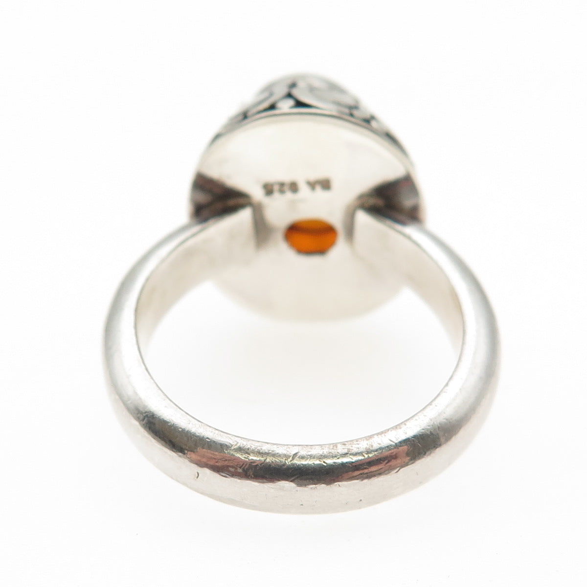 SUARTI BALI 925 Sterling Silver Vintage Real Amber Modernist Ring Size 10