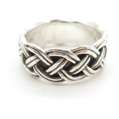 925 Sterling Silver Vintage Woven Band Ring Size 10.5