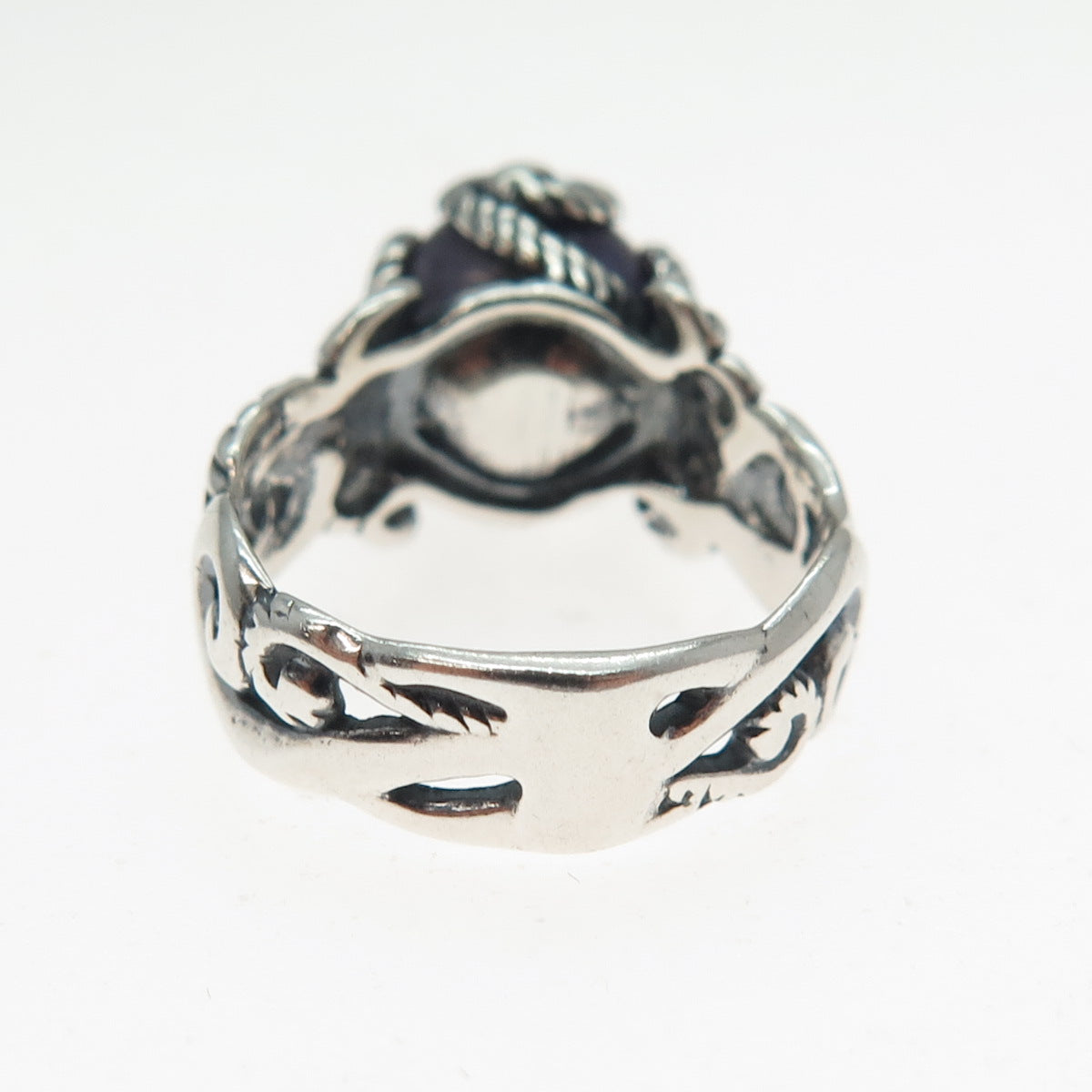 CAROLYN POLLACK 925 Sterling Silver Vintage Real Charoite Swirl Ring Size 5.25