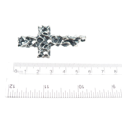 925 Sterling Silver Vintage Modernist Cross Oxidized Charm Pendant
