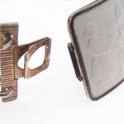 DAVID ANDERSEN 925S Sterling Vintage Norway Enamel Fairytale Bracelet 7.5"