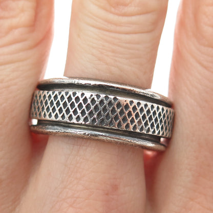 925 Sterling Silver Vintage Mexico Oxidized Rotating Band Ring Size 12