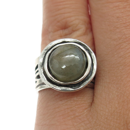 REGINA LANE 925 Sterling Silver Vintage Israel Real Labradorite Ring Size 6.5