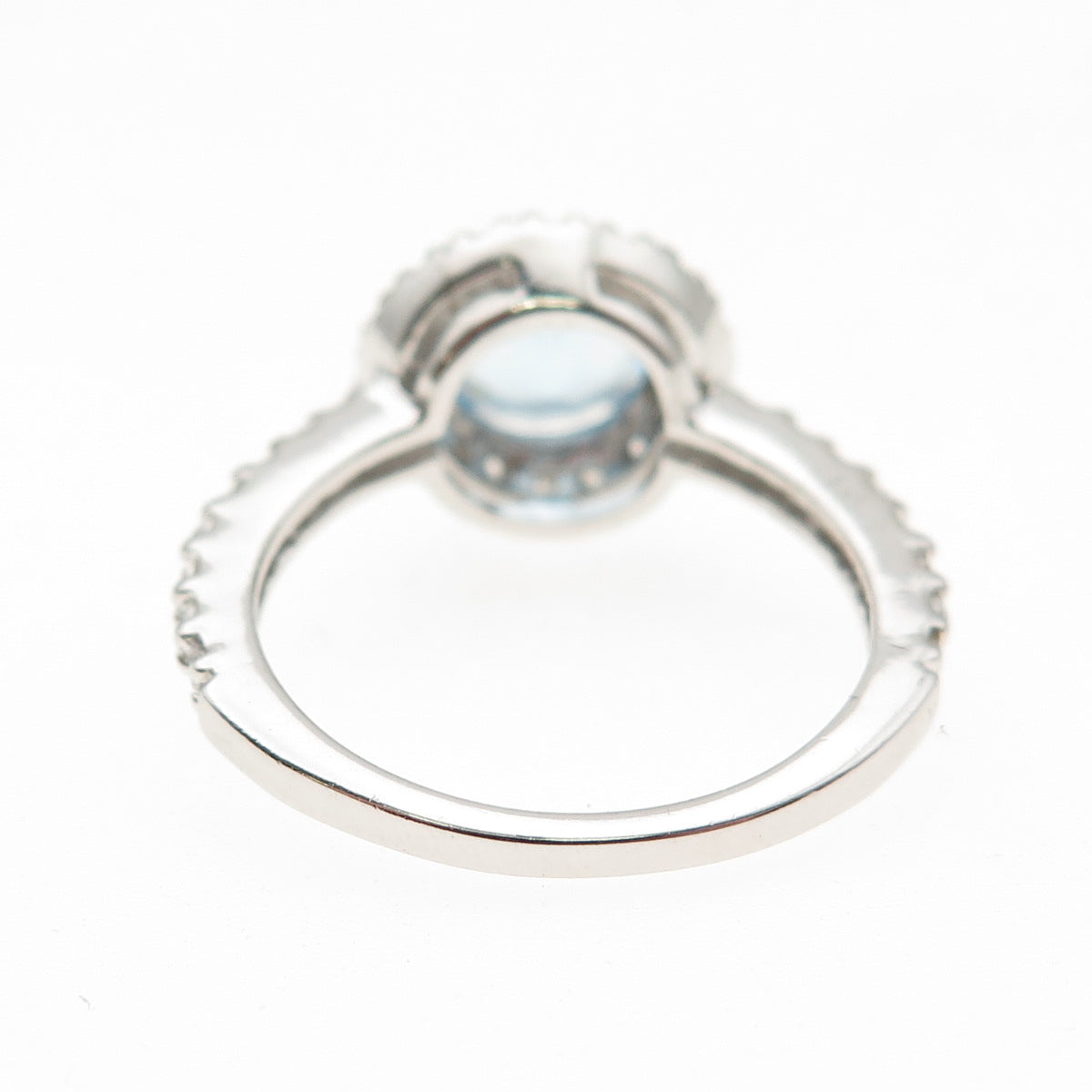 925 Sterling Silver Round-Cut Blue & White C Z Ring Size 8