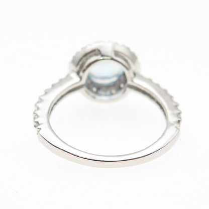 925 Sterling Silver Round-Cut Blue & White C Z Ring Size 8