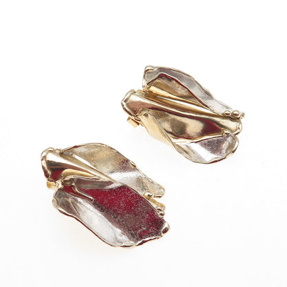 Joseph Masaniello 925 Sterling Silver 2-Tone Vintage Modernist Earrings