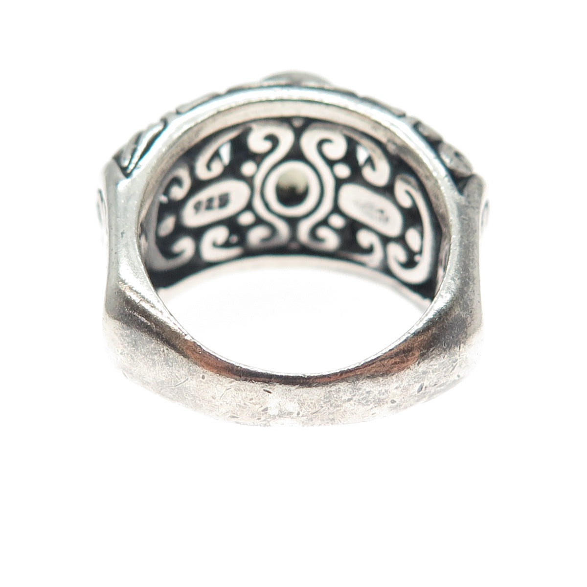 SAMUEL BENHAM BJC Sterling Silver Vintage Real Moonstone Oxidized Ring Size 9.5