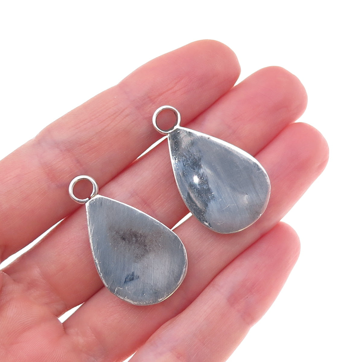 Old Pawn 925 Sterling Silver Vintage Concho Teardrop Tribal Jacket Earrings