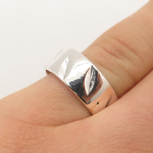 925 Sterling Silver Vintage Leaves Band Ring Size 6.5