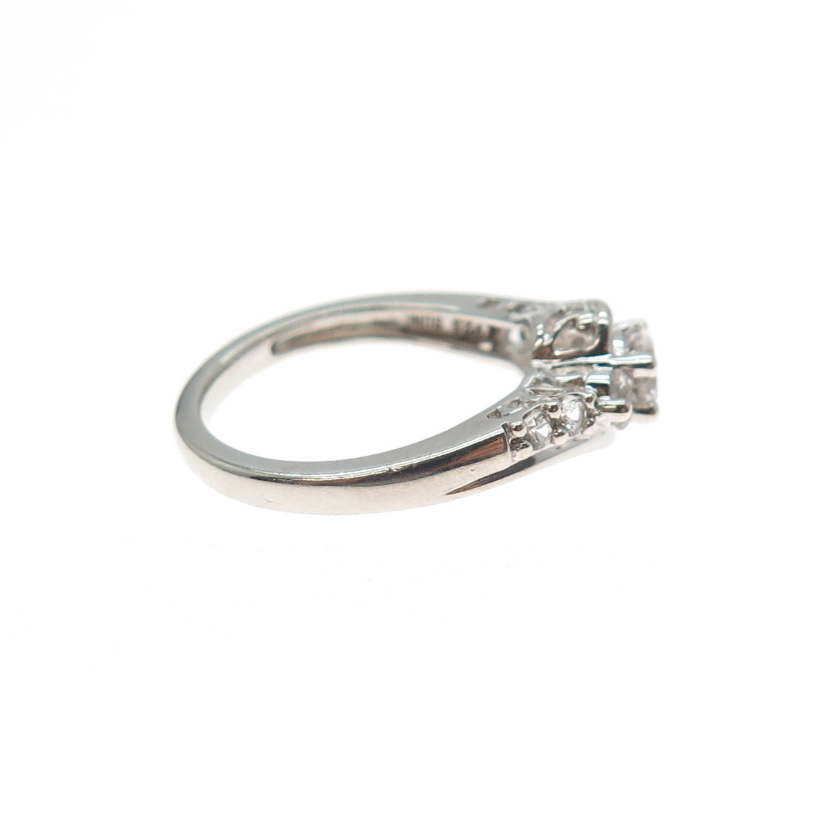SUN 925 Sterling Silver Real Round-Cut White Topaz Engagement Ring Size 6.75