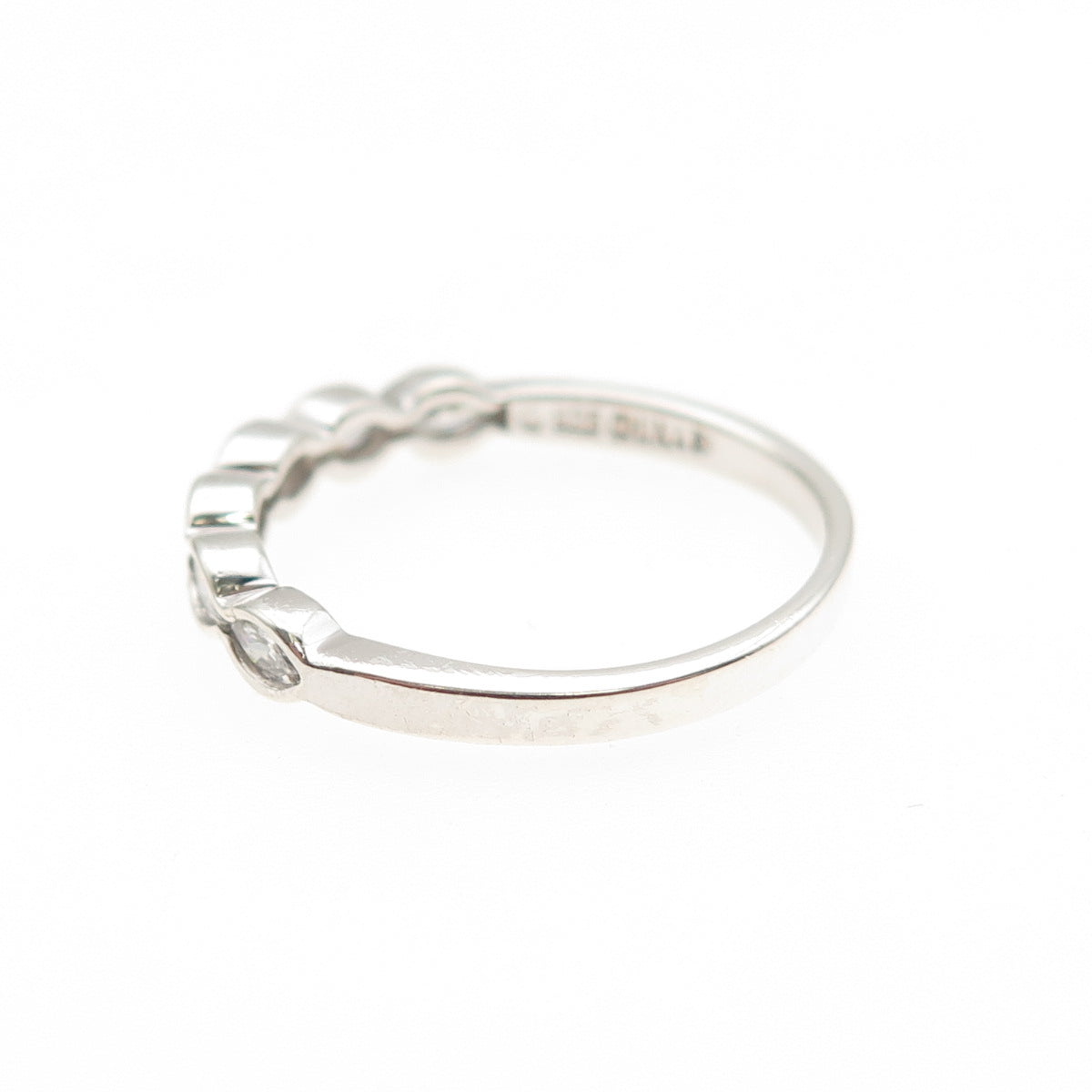 925 Sterling Silver Round-Cut C Z Half Eternity Band Ring Size 8