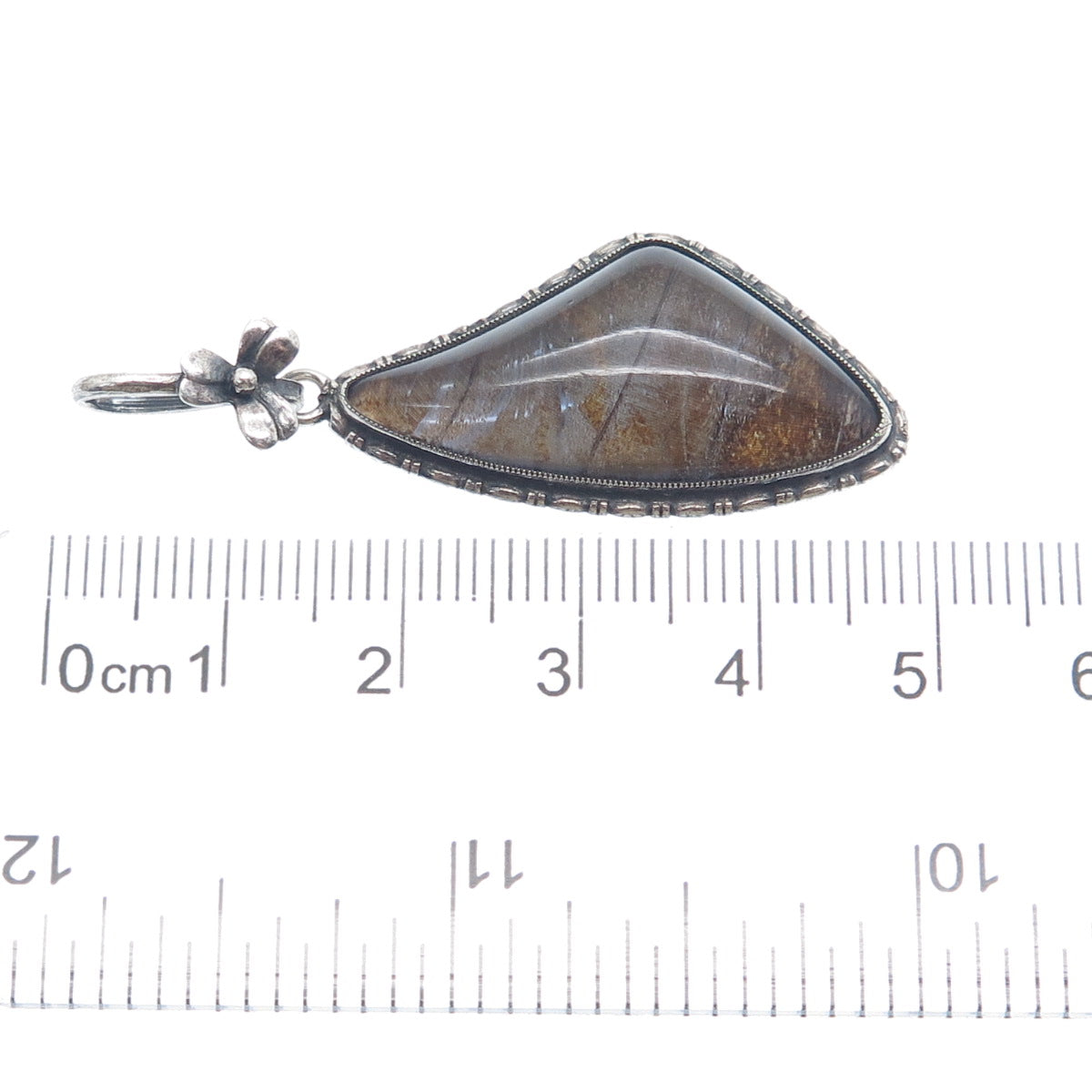 925 Sterling Silver Antique England Monarch Butterfly Wing Flower Pendant