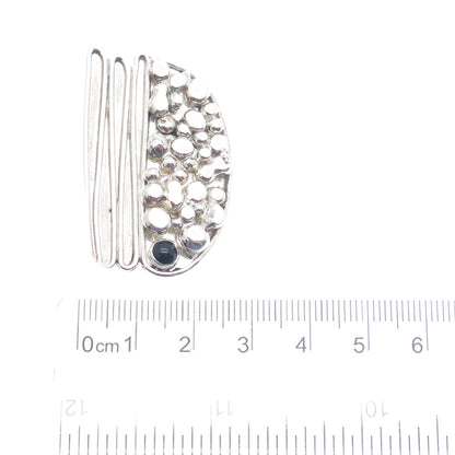 JOR JULIUS OLAF RANDAHL 925 Sterling Vintage Real Black Onyx Modernist Brooch