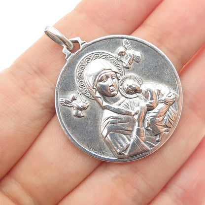 R. RICCI-FIRENZE 800 Silver Vintage Italy Pope John XXIII St. Mary Medal Pendant