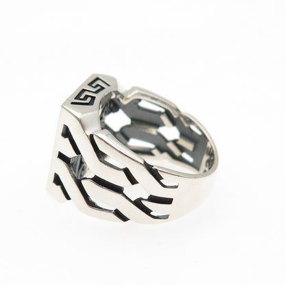 CHIMODA 925 Sterling Silver Real Black Onyx Woven Ring Size 6.5