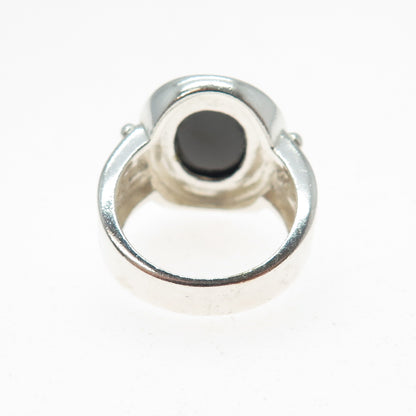 CLYDE DUNEIER CID Sterling Silver Vintage Real Cabochon Black Onyx Ring Size 6