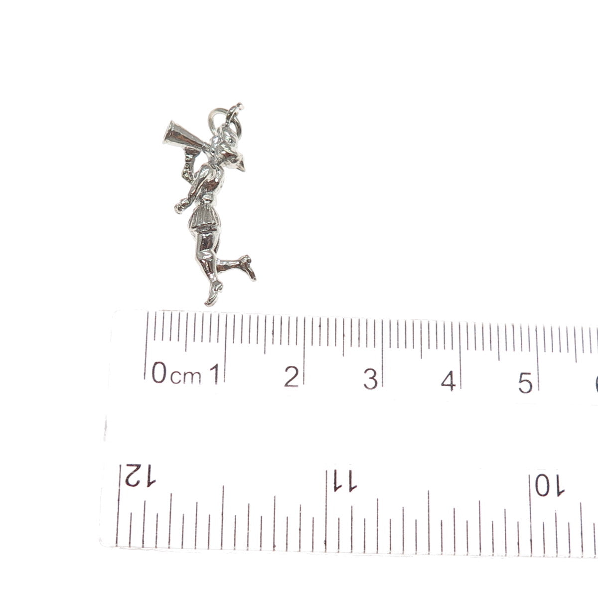 925 Sterling Silver Vintage Cheerleader 3D Charm Pendant