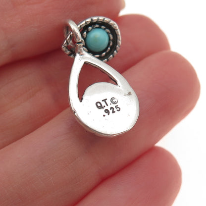Quoc Turquoise Old Pawn 925 Sterling Silver Vintage Southwestern Dangle Earrings