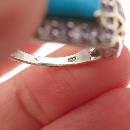 Chuck Clemency 925 Sterling Silver Real Turquoise Tanzanite & Topaz Ring Size 8