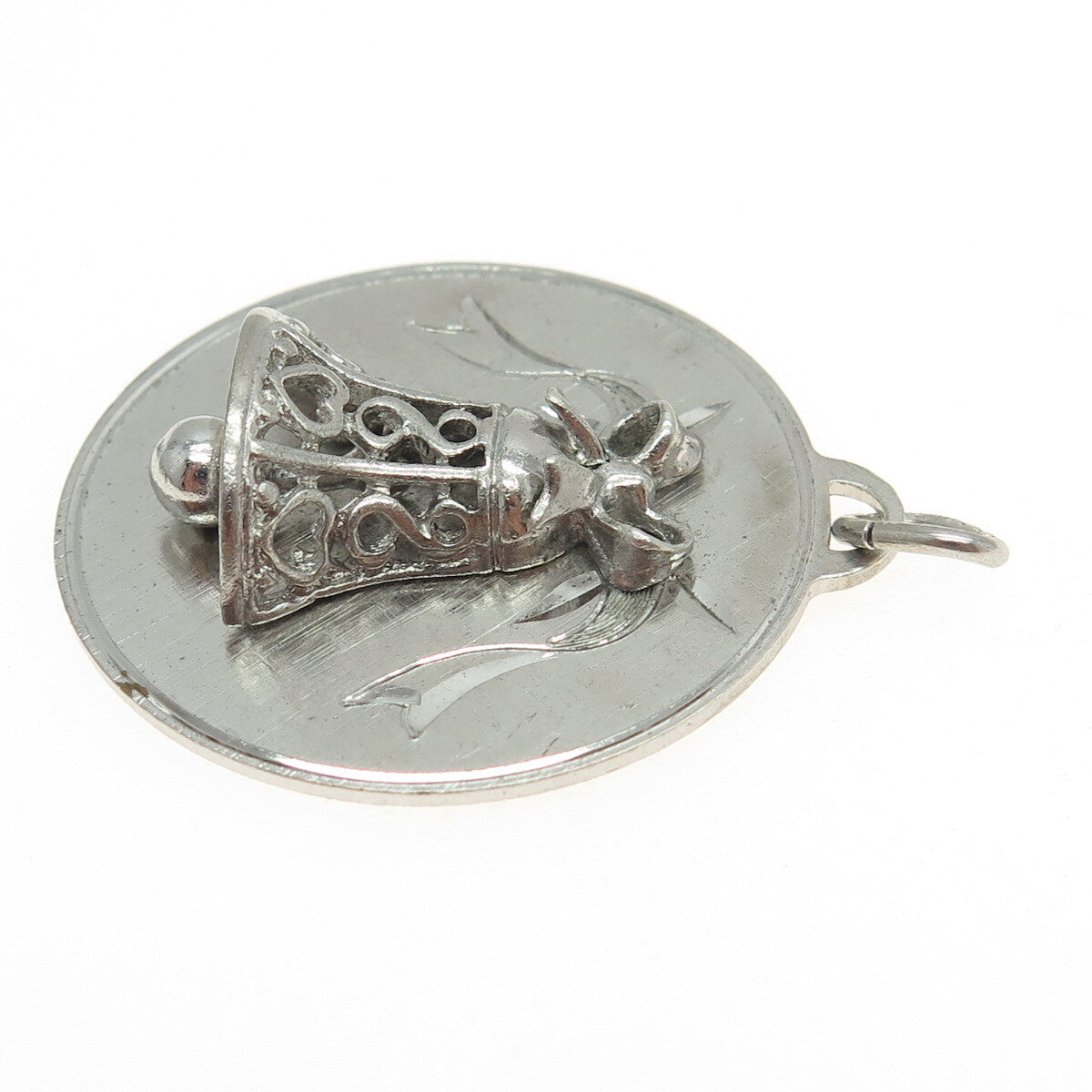 B. A. BALLOU & CO. 925 Sterling Silver Vintage Bell Round Pendant