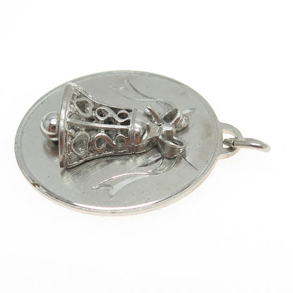 B. A. BALLOU & CO. 925 Sterling Silver Vintage Bell Round Pendant