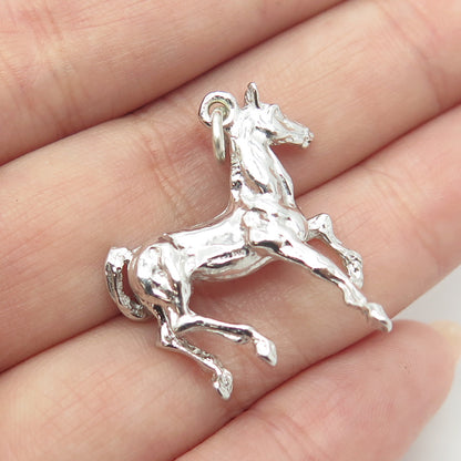 925 Sterling Silver Vintage Racing Horse Charm Pendant