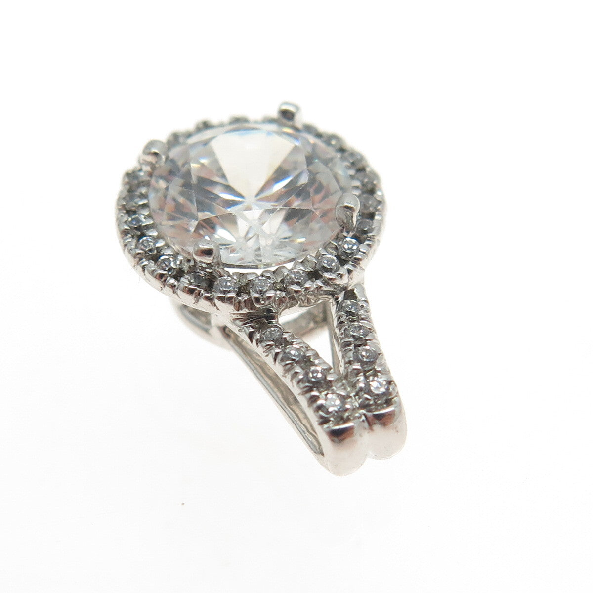 925 Sterling Silver Round-Cut C Z Sparkle Minimalist Pendant