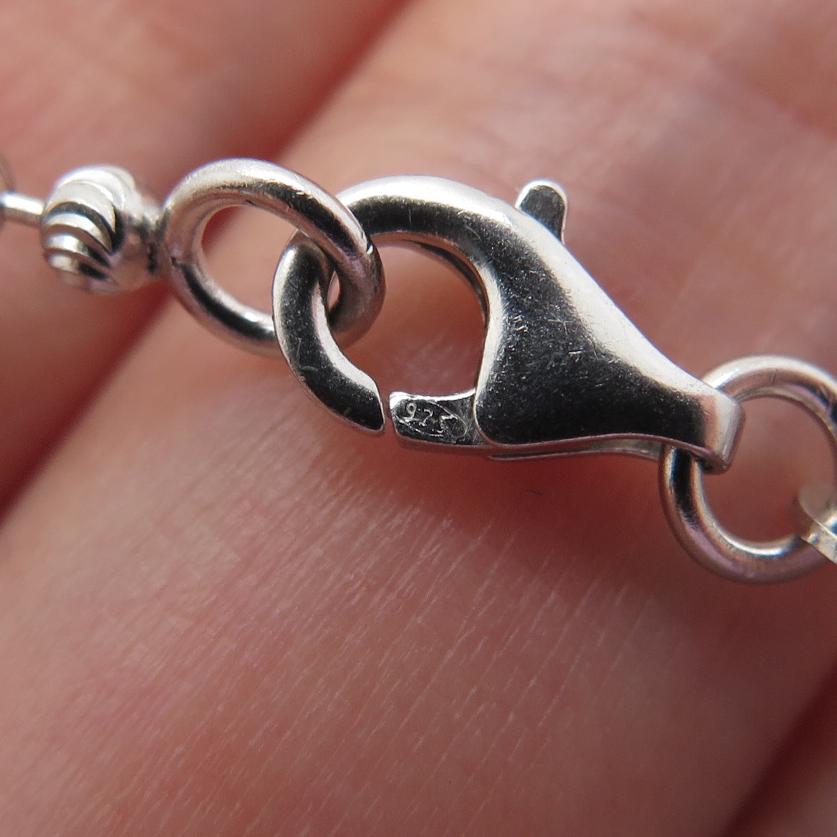 925 Sterling Silver Italy Diamond-Cut Ball Beaded Chain Necklace 36"