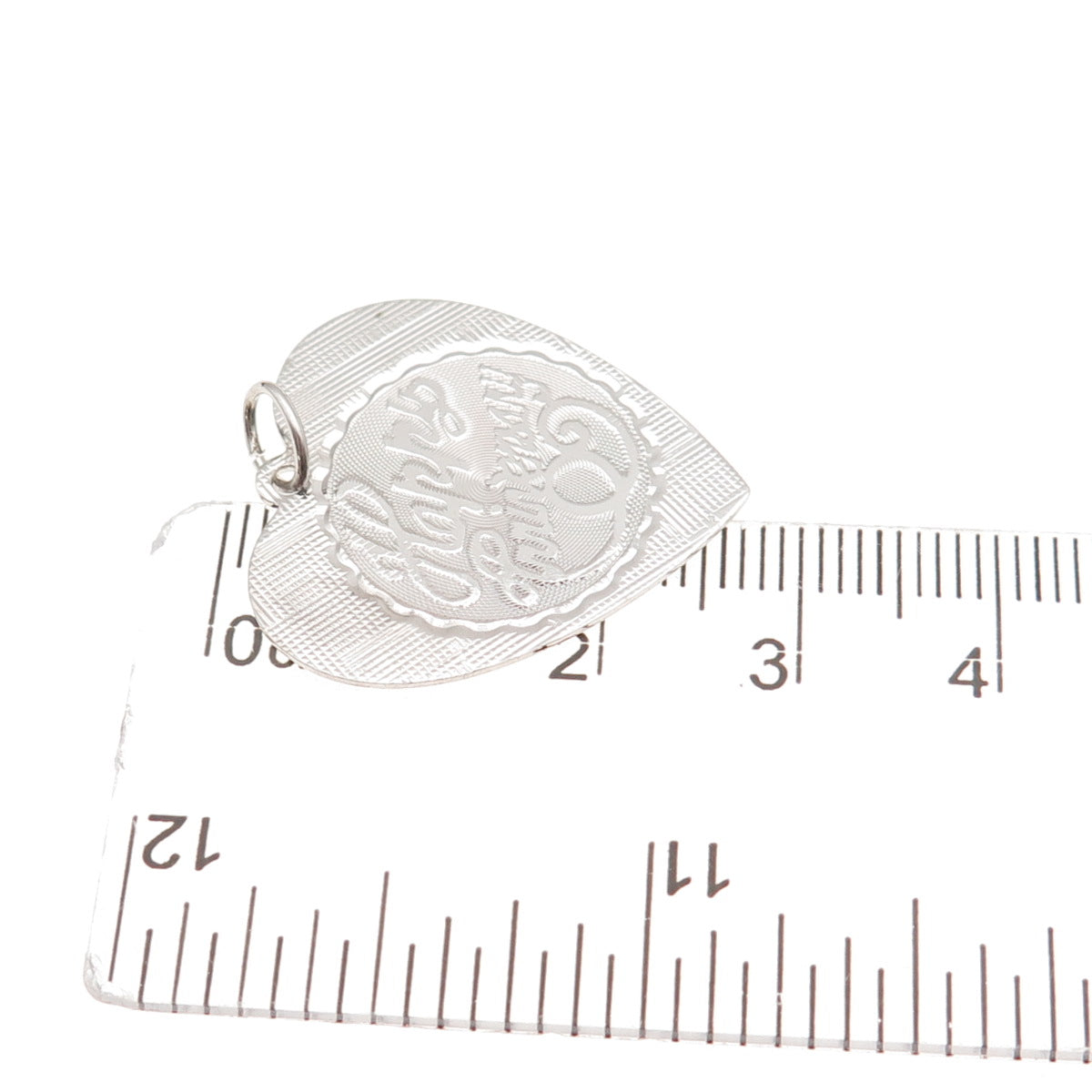 925 Sterling Silver Vintage Happy Anniversary Heart Charm Pendant