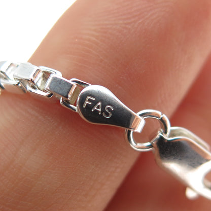 925 Sterling Silver Vintage Italy Box Chain Necklace 18"