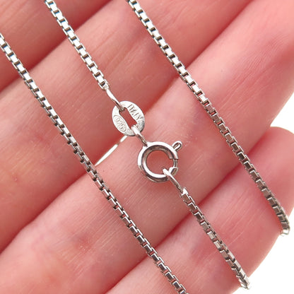 925 Sterling Silver Italy Box Chain Necklace 16"