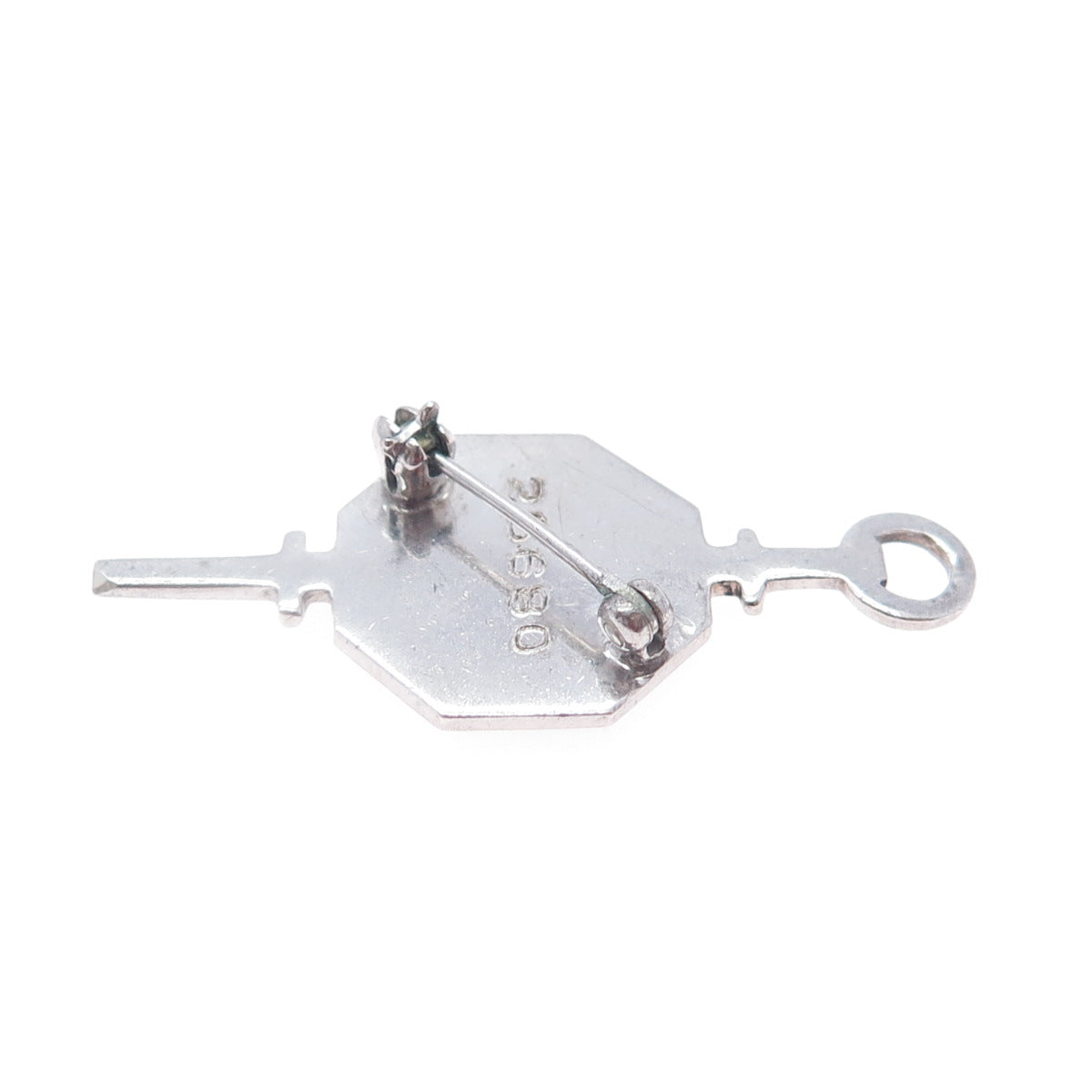 925 Sterling Silver Antique Real Ruby National Forensics League Key Pin Brooch