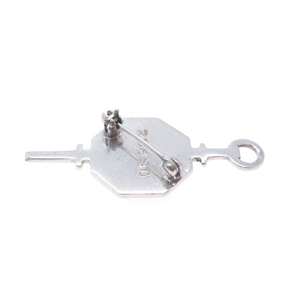 925 Sterling Silver Antique Real Ruby National Forensics League Key Pin Brooch