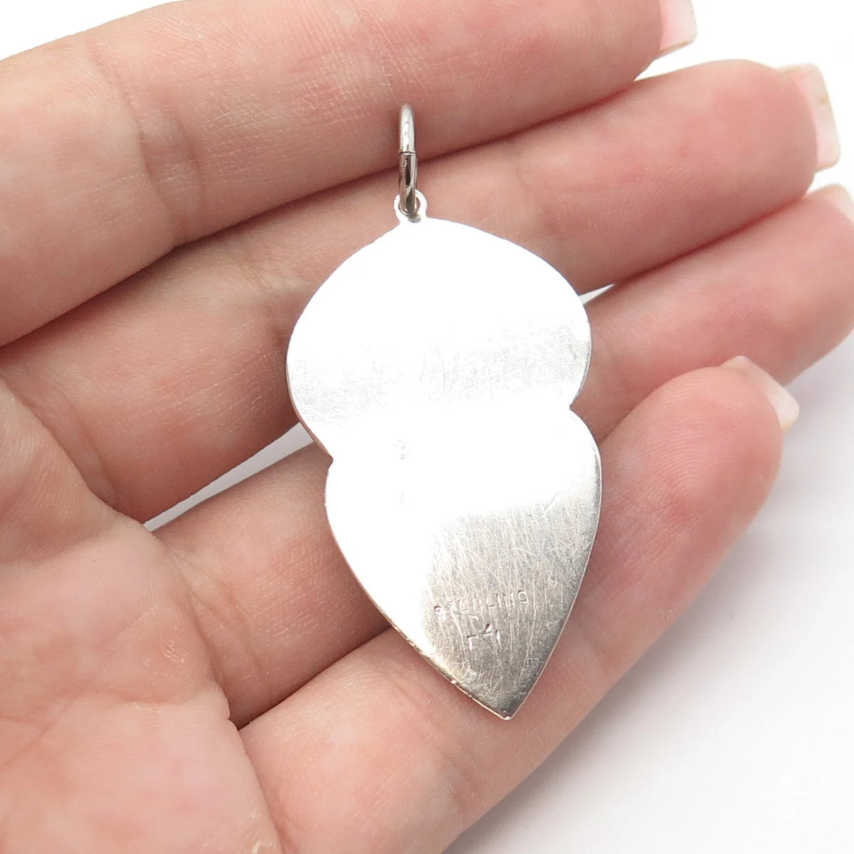 925 Sterling Silver Vintage Real Pear-Cut Shaped Jade Gem Pear Pendant
