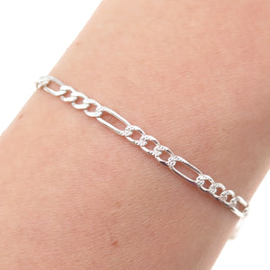 Han 925 Sterling Silver Vintage Italy Figaro Link Bracelet 7"